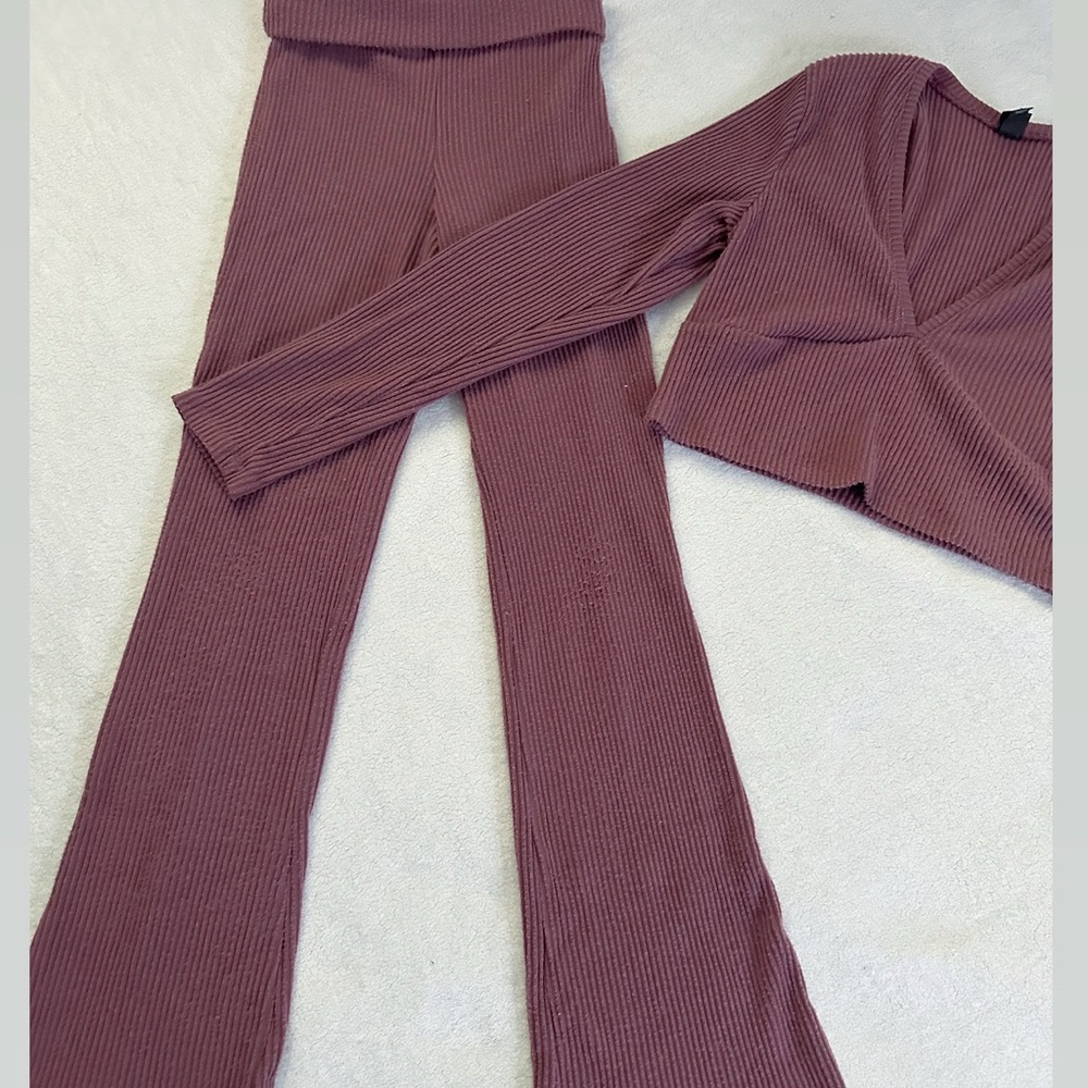Wild Fable Ribbed Mauve Set